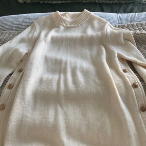 Chic Cream Sweater with Side Buttons